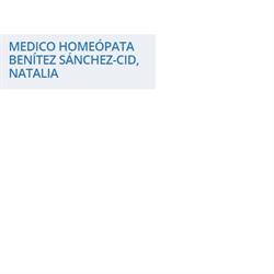 Médico Homeópata Natalia Benítez Sánchez-Cid, Ciudad Real